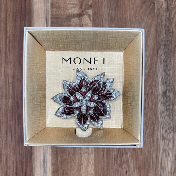 Vintage Monet enamel and rhinestone pin - Picture 2 of 3